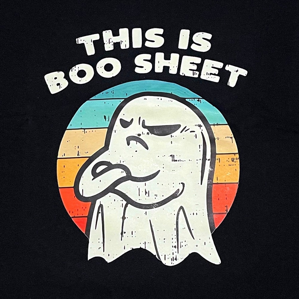 Gildan This Is Boo Sheet Heavy Cotton Black T Shirt Ghost Retro Size L